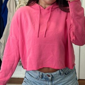 Pink cropped hoodie size large